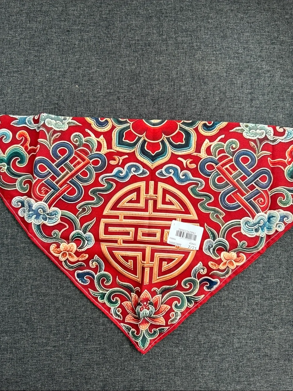 Traditional Chinese Red Silk-like Dog Bandana